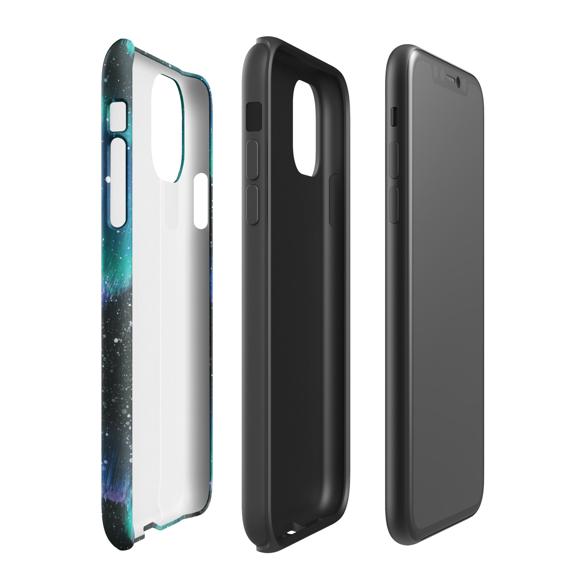 Northern lights showing dual case apart from phone